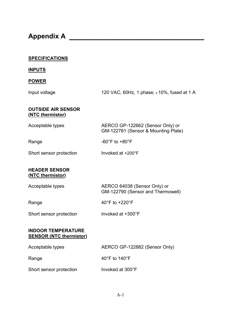 Appendix a - specifications, Appendix a | AERCO BMS 168 User Manual | Page 49 / 86