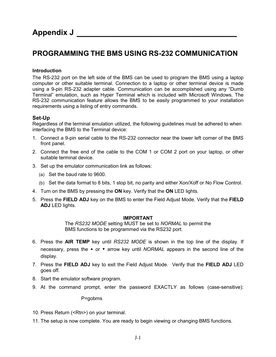 Appendix j, Programming, Using | Rs-232, Communication | AERCO BMS 168 User Manual | Page 77 / 86