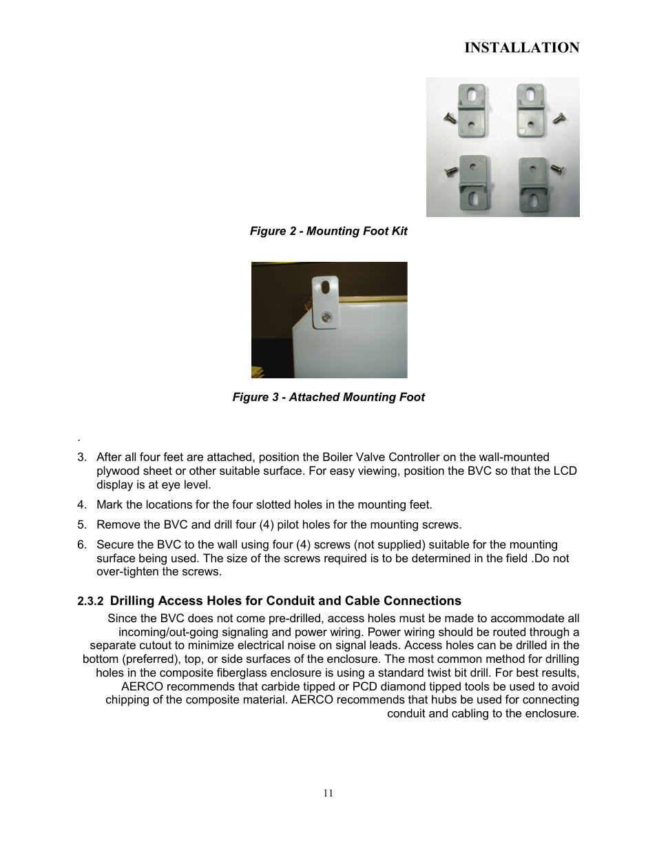 Installation | AERCO Boiler Valve Controller (BVC) PRIOR to Serial-12-840-1 User Manual | Page 11 / 35