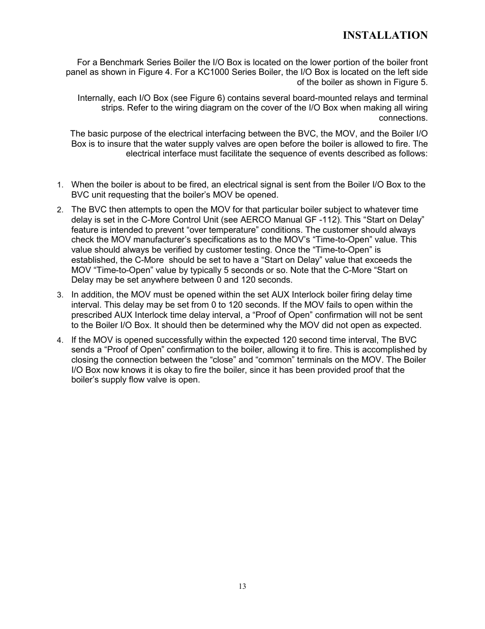Installation | AERCO Boiler Valve Controller (BVC) PRIOR to Serial-12-840-1 User Manual | Page 13 / 35