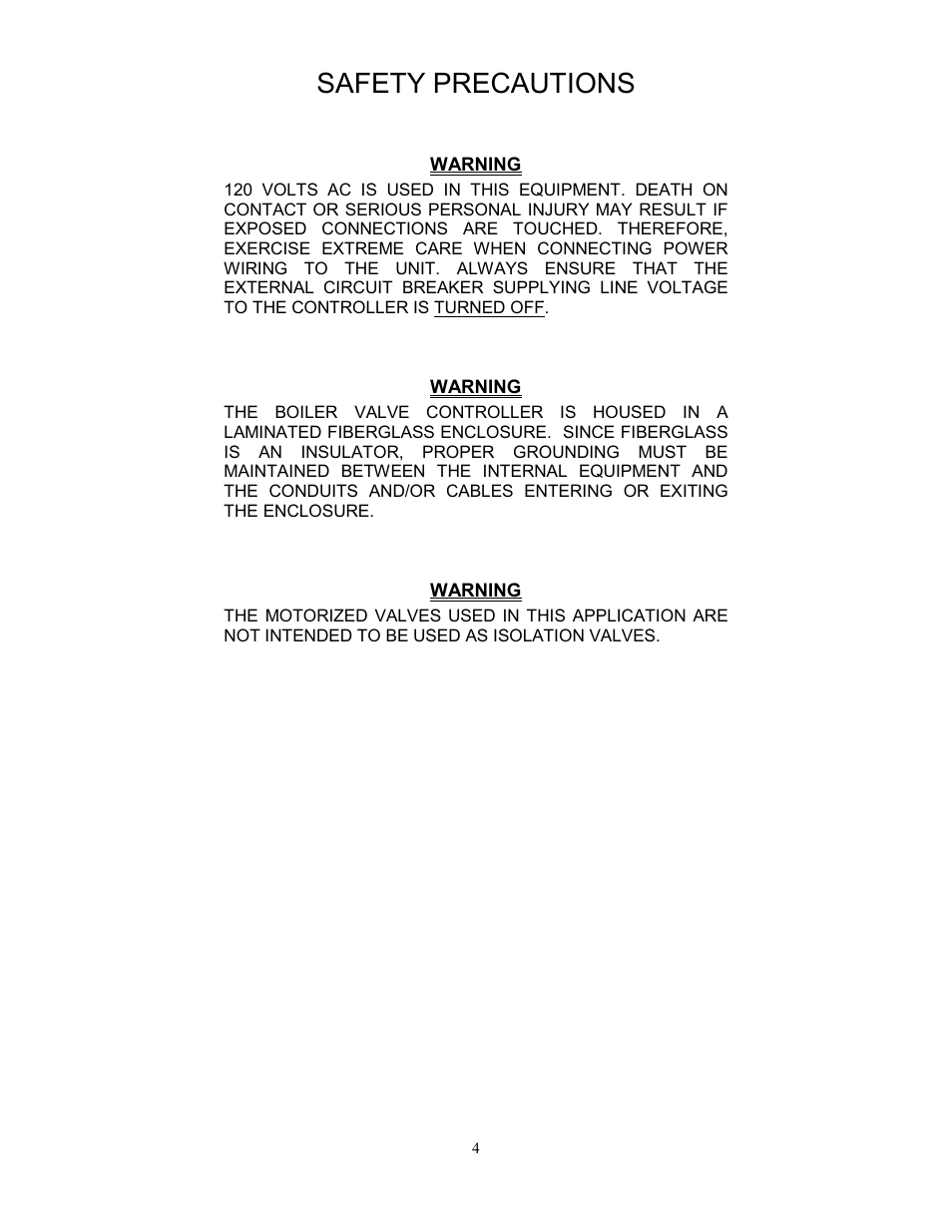 Safety precautions | AERCO Boiler Valve Controller (BVC) PRIOR to Serial-12-840-1 User Manual | Page 4 / 35