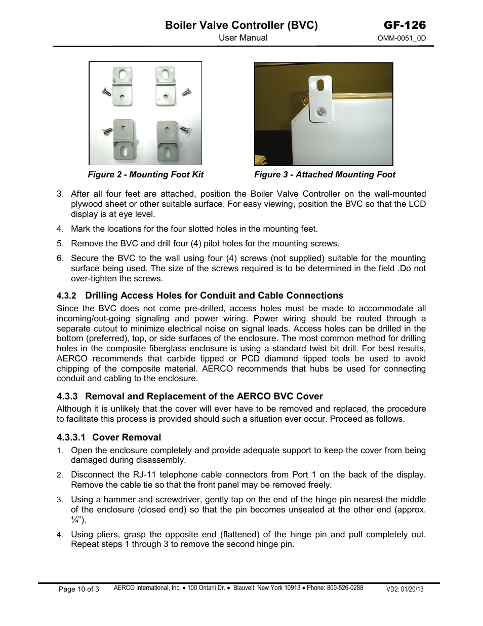 1 28bcover removal, Boiler valve controller (bvc), Gf-126 | AERCO Boiler Valve Controller (BVC) User Manual | Page 10 / 38