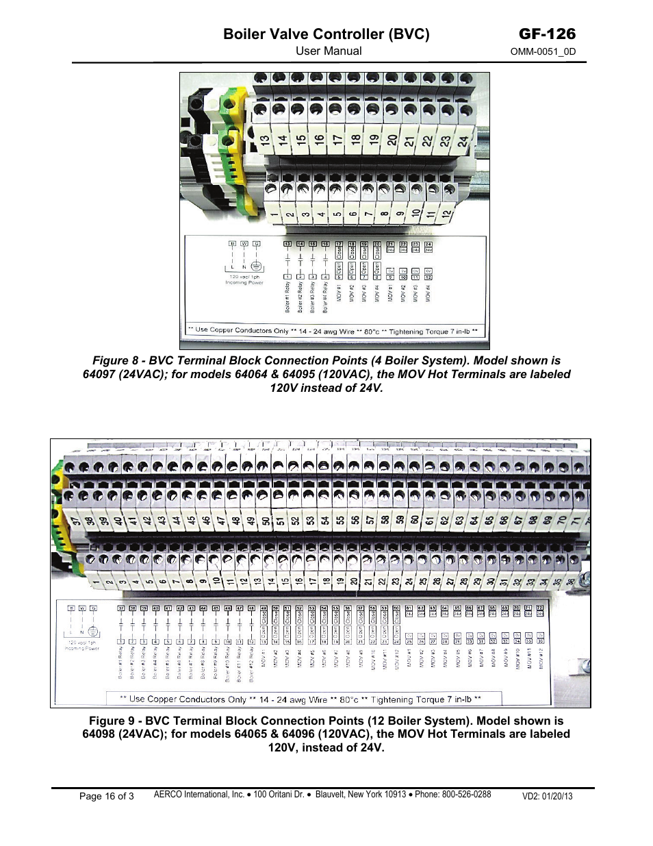 Boiler valve controller (bvc), Gf-126 | AERCO Boiler Valve Controller (BVC) User Manual | Page 16 / 38