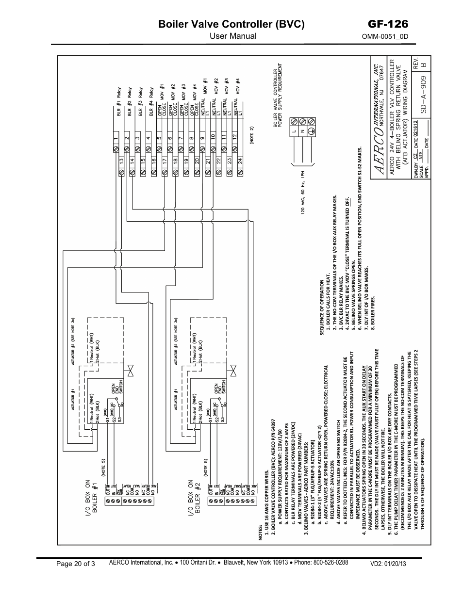 Boiler valve controller (bvc), Gf-126 | AERCO Boiler Valve Controller (BVC) User Manual | Page 20 / 38