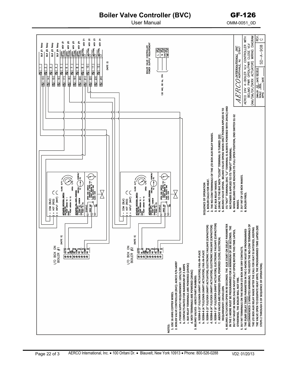 Boiler valve controller (bvc), Gf-126 | AERCO Boiler Valve Controller (BVC) User Manual | Page 22 / 38