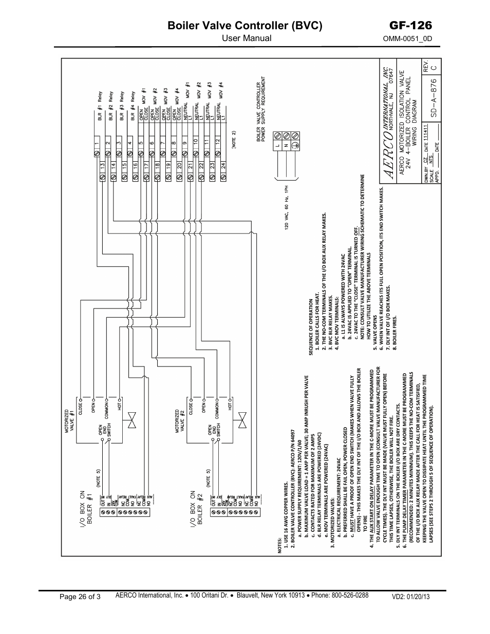 Boiler valve controller (bvc), Gf-126 | AERCO Boiler Valve Controller (BVC) User Manual | Page 26 / 38