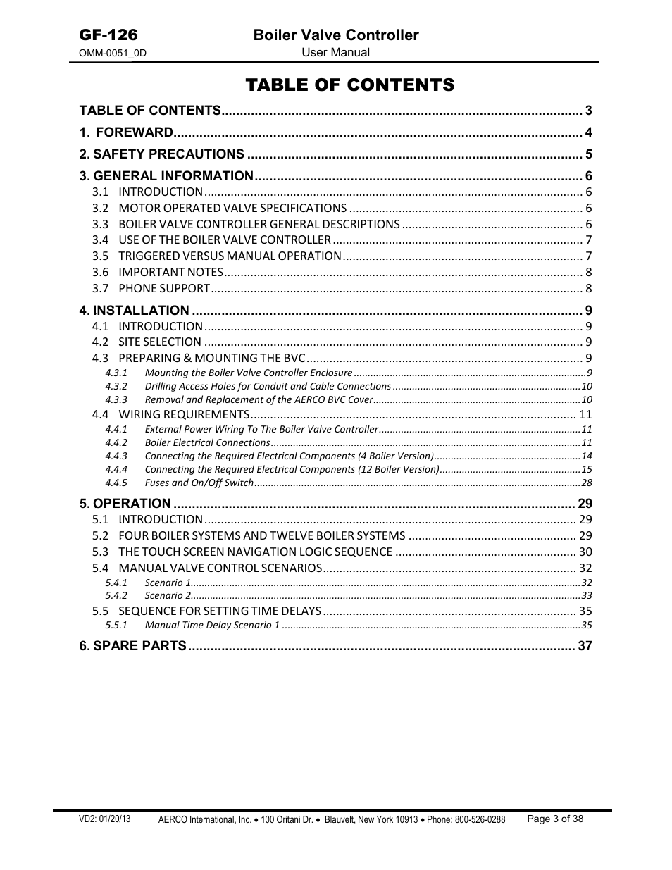 AERCO Boiler Valve Controller (BVC) User Manual | Page 3 / 38