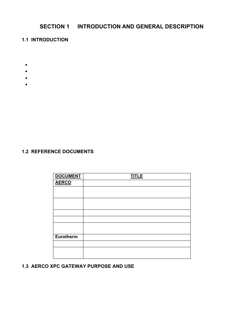 Section 1 introduction and general description, 1 introduction, 2 reference documents | 3 aerco xpc gateway purpose and use, Gateway communications manual | AERCO XPC GATEWAY Communications User Manual | Page 10 / 193
