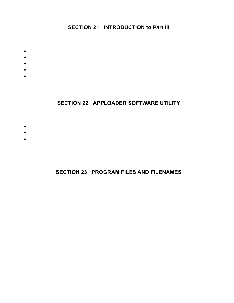 Section 21 introduction to part iii, Section 22 apploader software utility, Section 23 program files and filenames | AERCO XPC GATEWAY Communications User Manual | Page 120 / 193