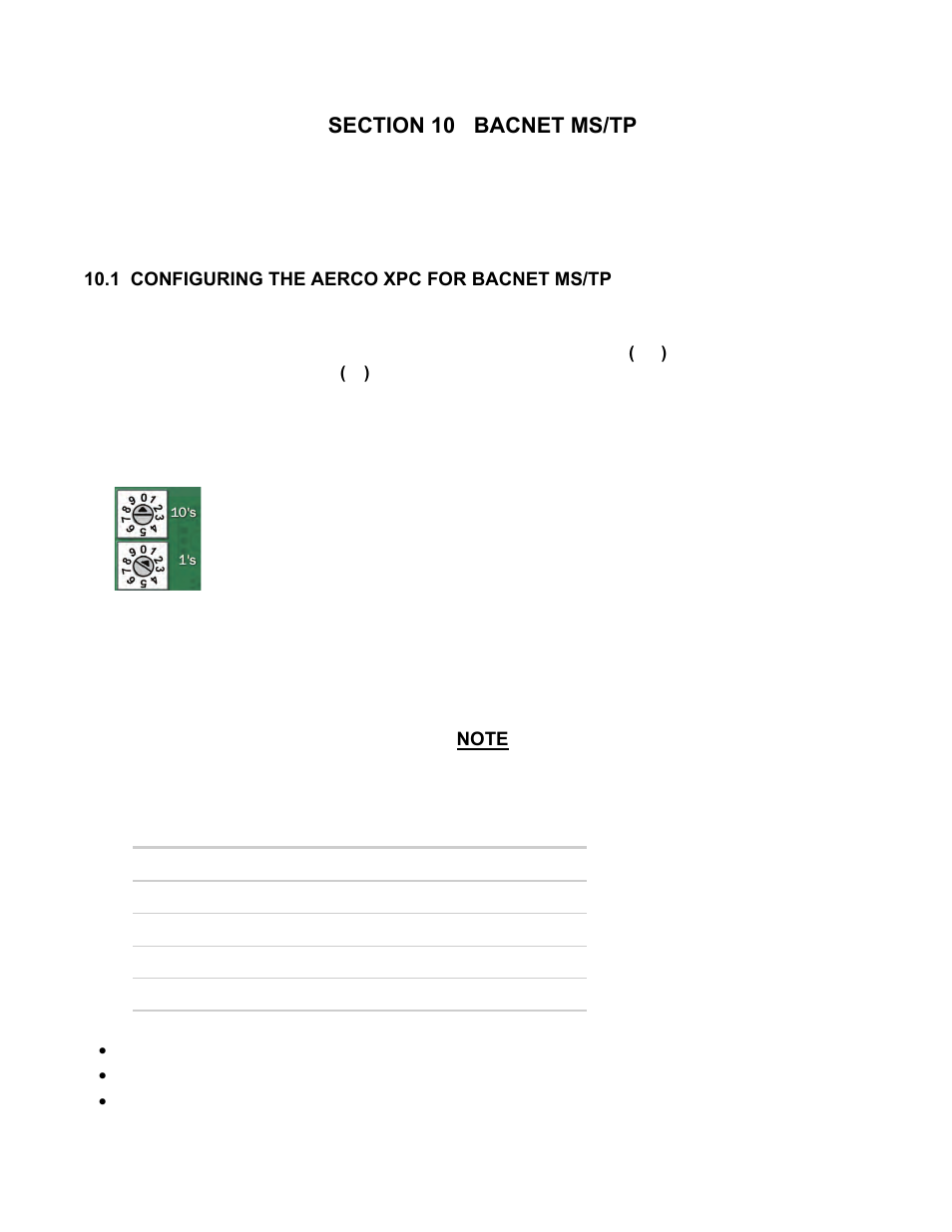 Section 10 bacnet ms/tp, 1 configuring the aerco xpc for bacnet ms/tp, Gateway communications manual | AERCO XPC GATEWAY Communications User Manual | Page 78 / 193
