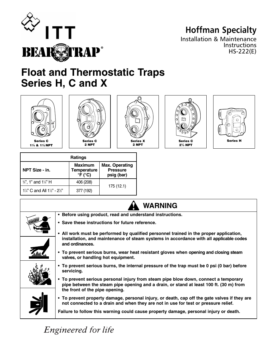 AERCO Float and Thermostatic Traps Series X User Manual | 6 pages