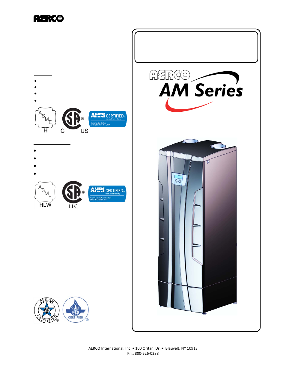 AERCO AM Series Boiler User Manual User Manual | 156 pages