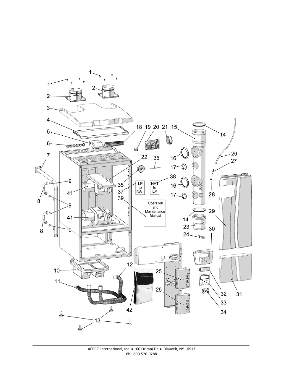 Chapter 8: spare parts, 1 spare parts and maintenance kits, 1 am399/500 spare parts drawings | Chapter 8, Spare parts, Am series boilers and water heaters | AERCO AM Series Boiler User Manual User Manual | Page 139 / 156