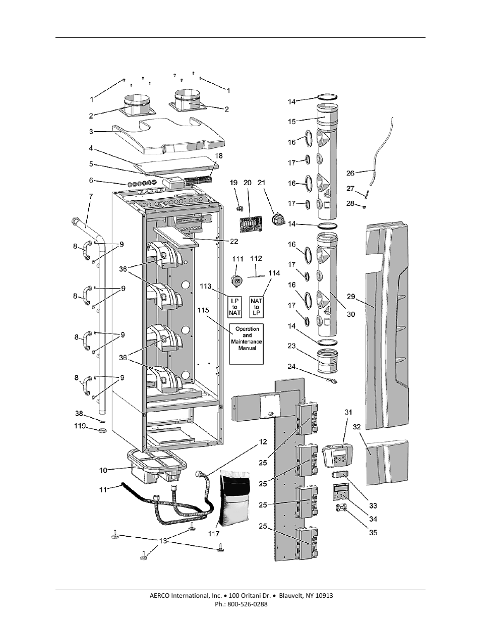 3 models am 750b / 1000b spare parts drawings, Am series boilers and water heaters | AERCO AM Series Boiler User Manual User Manual | Page 145 / 156