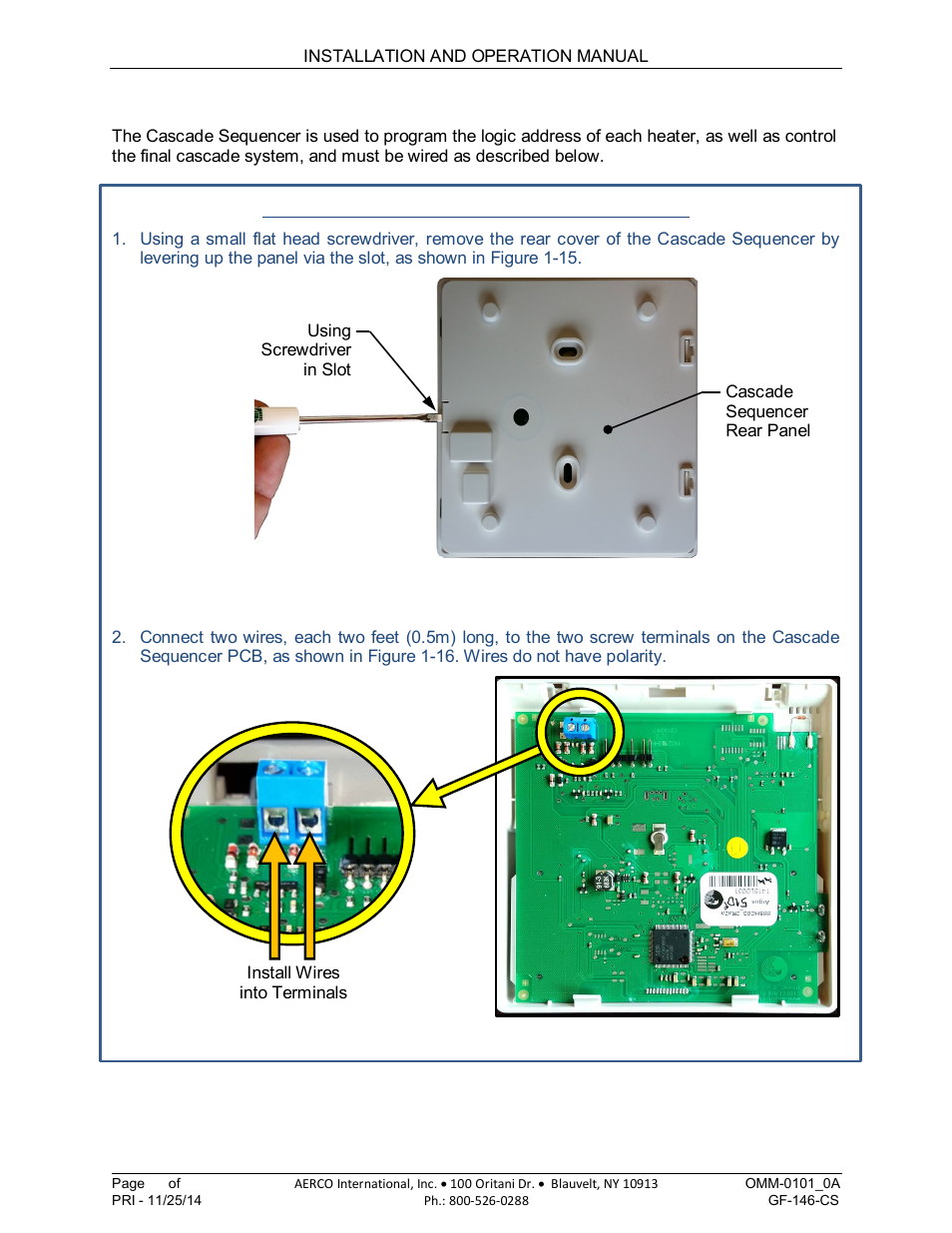 4 preparing the cascade sequencer for use, Am series cascade sequencer | AERCO AM Series Boiler Cascade Sequencer Controller User Manual | Page 14 / 26