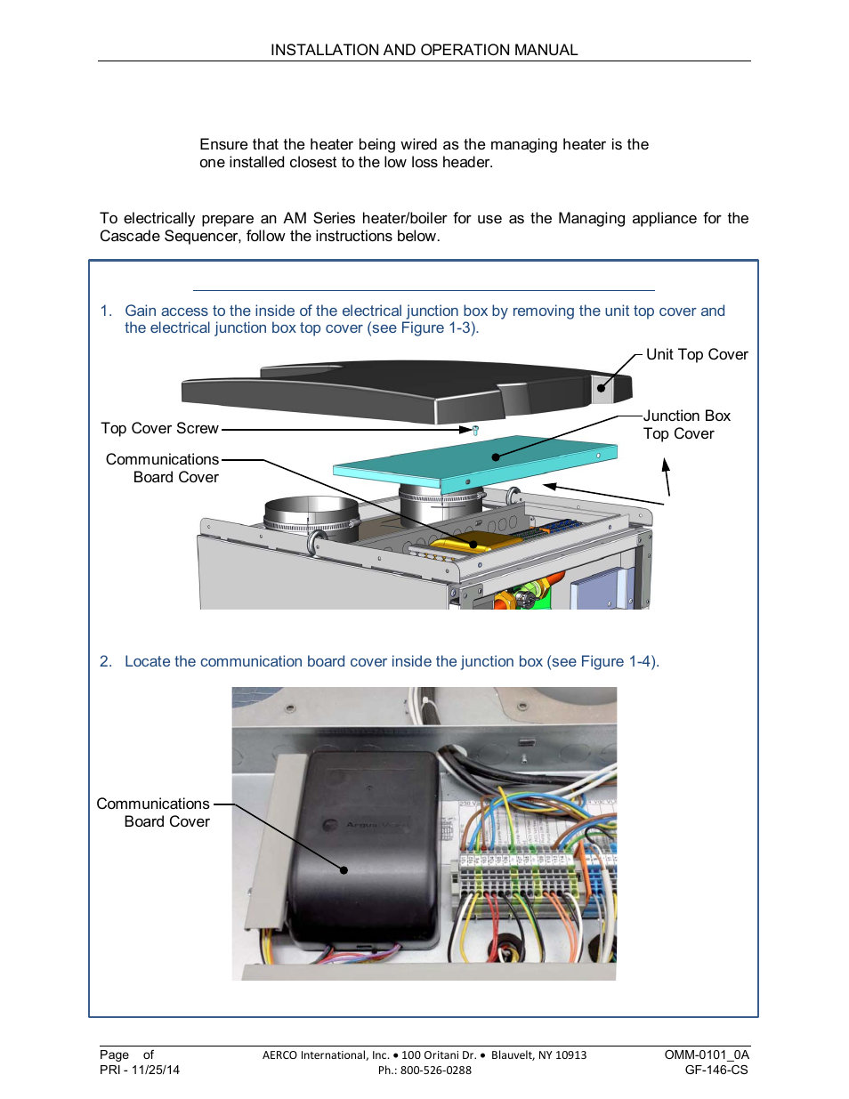 3 manager heater preparation, Am series cascade sequencer | AERCO AM Series Boiler Cascade Sequencer Controller User Manual | Page 8 / 26