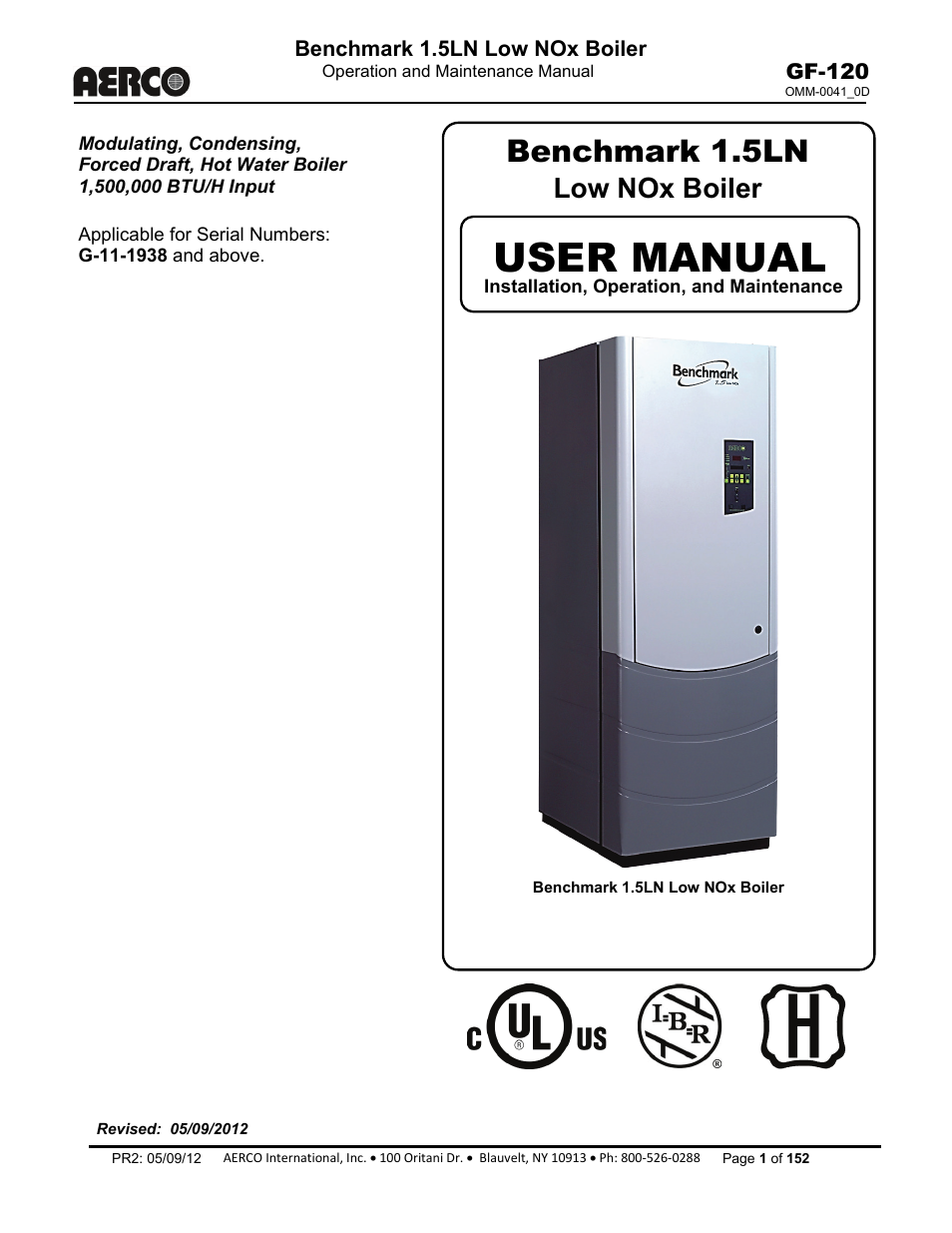AERCO BMK 1.5 LN July 2011 User Manual | 152 pages