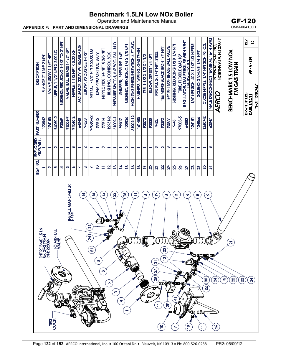 Benchmark 1.5ln low nox boiler, Gf-120 | AERCO BMK 1.5 LN July 2011 User Manual | Page 122 / 152