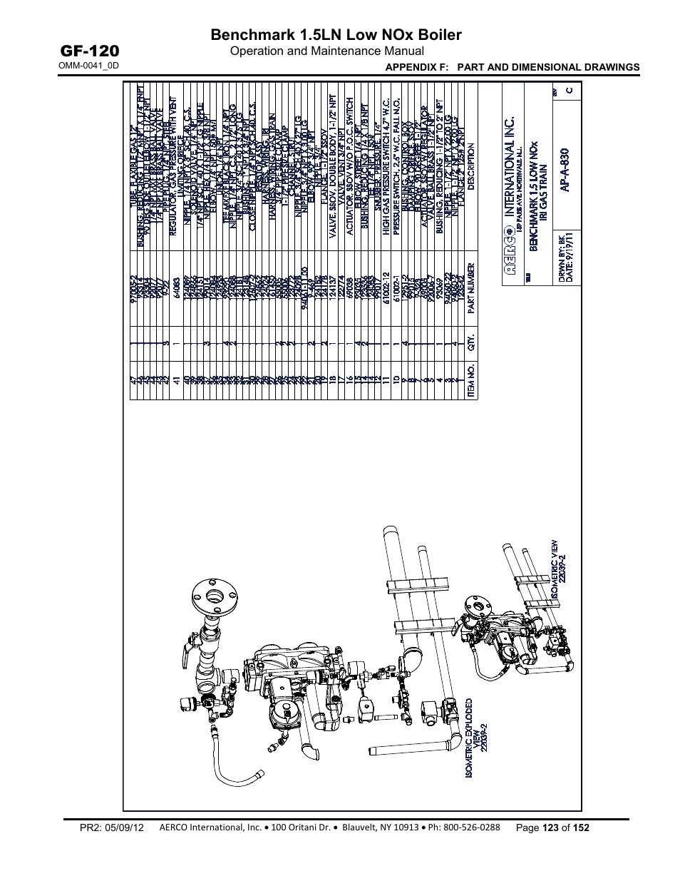 Benchmark 1.5ln low nox boiler, Gf-120 | AERCO BMK 1.5 LN July 2011 User Manual | Page 123 / 152