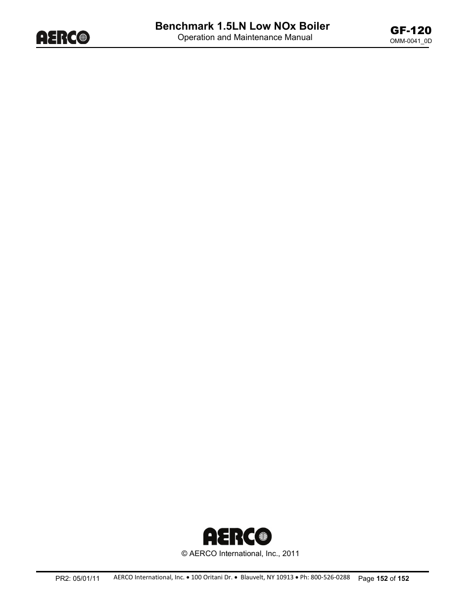 AERCO BMK 1.5 LN July 2011 User Manual | Page 152 / 152