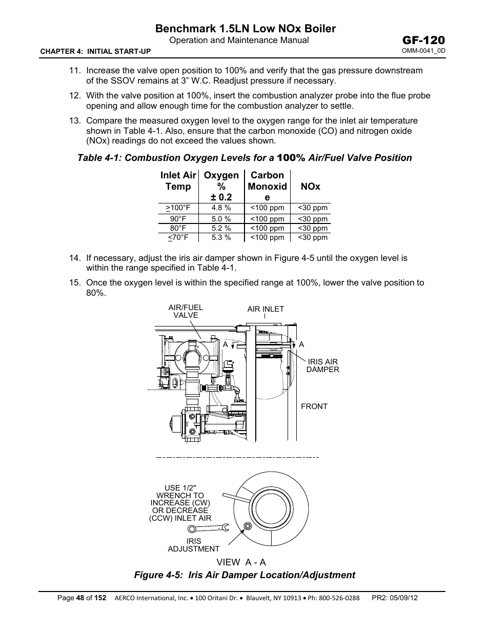 Benchmark 1.5ln low nox boiler, Gf-120 | AERCO BMK 1.5 LN July 2011 User Manual | Page 48 / 152