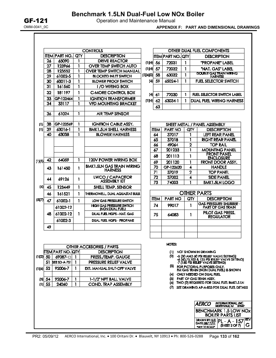 Benchmark 1.5ln dual-fuel low nox boiler, Gf-121 | AERCO BMK 1.5 LN Dual Fuel Feb 2013 User Manual | Page 133 / 162