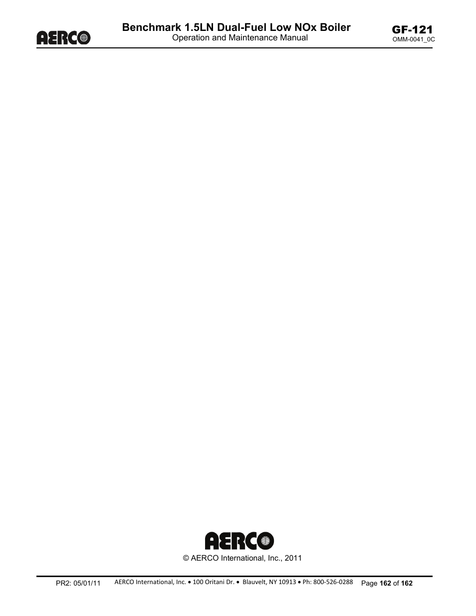 AERCO BMK 1.5 LN Dual Fuel Feb 2013 User Manual | Page 162 / 162