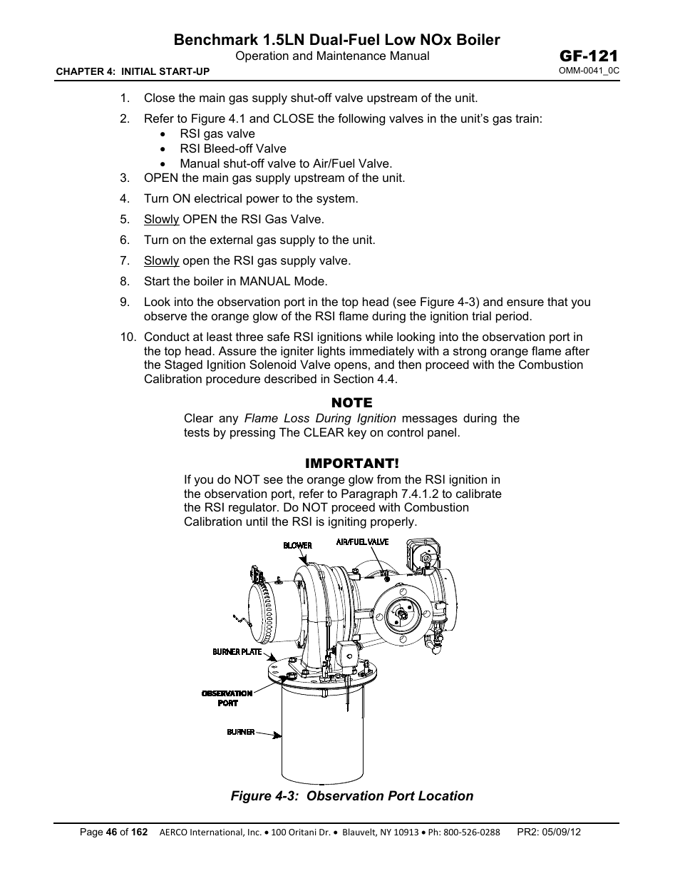 Benchmark 1.5ln dual-fuel low nox boiler, Gf-121 | AERCO BMK 1.5 LN Dual Fuel Feb 2013 User Manual | Page 46 / 162