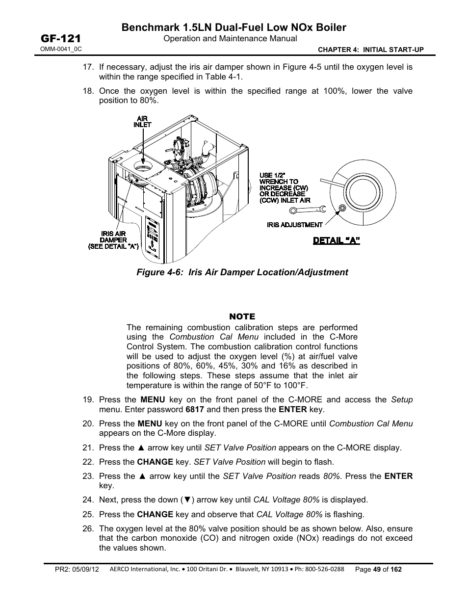 Benchmark 1.5ln dual-fuel low nox boiler, Gf-121 | AERCO BMK 1.5 LN Dual Fuel Feb 2013 User Manual | Page 49 / 162