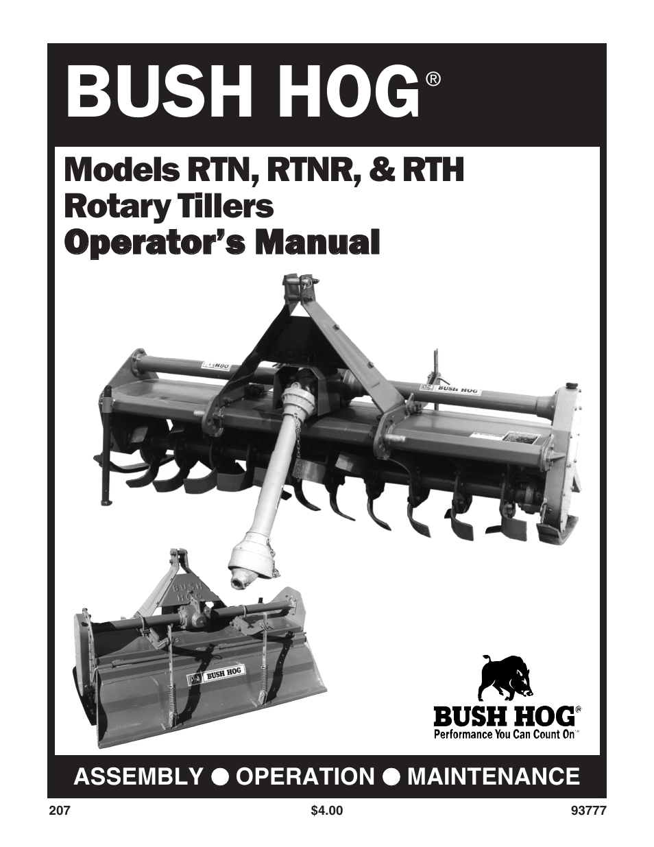 Bush Hog RTN User Manual | 20 pages