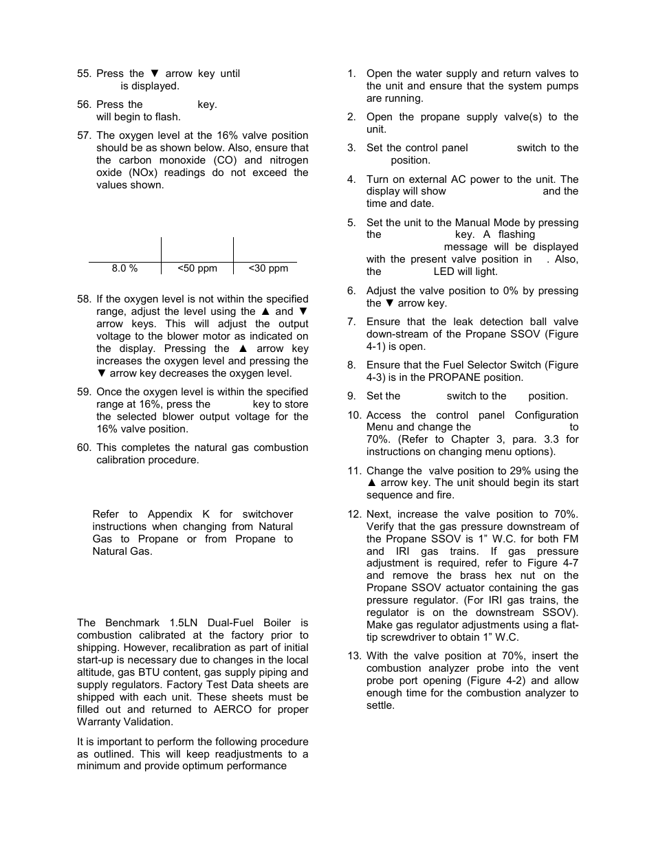 Initial start-up | AERCO BMK 1.5 LN Dual Fuel June 2010 User Manual | Page 38 / 139