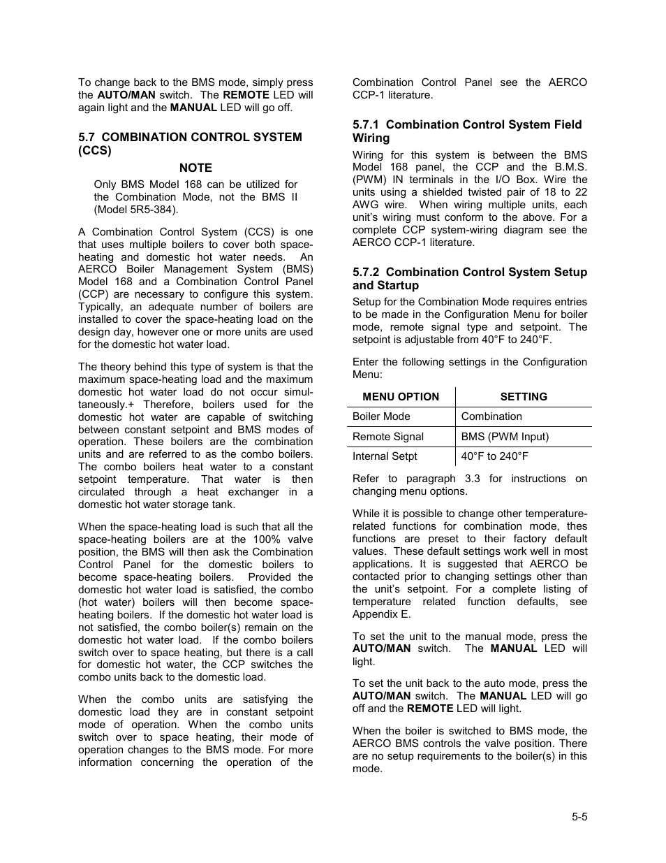 Mode of operation | AERCO BMK 1.5 LN Dual Fuel June 2010 User Manual | Page 47 / 139