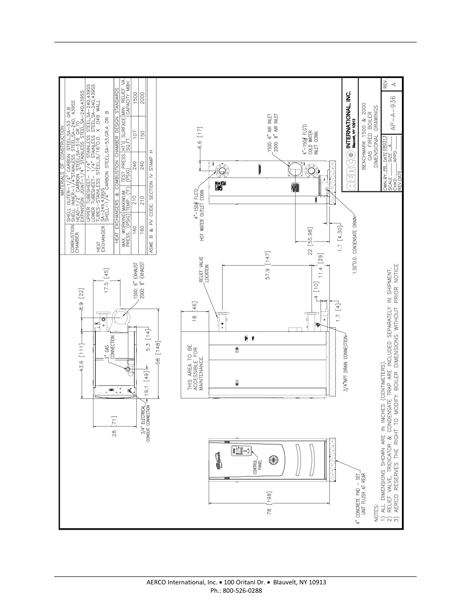 Appendix g: dimensional and clearance drawings, Appendix g, Dimensional and clearance drawings | AERCO BMK 1500-2000 User Manual | Page 151 / 188