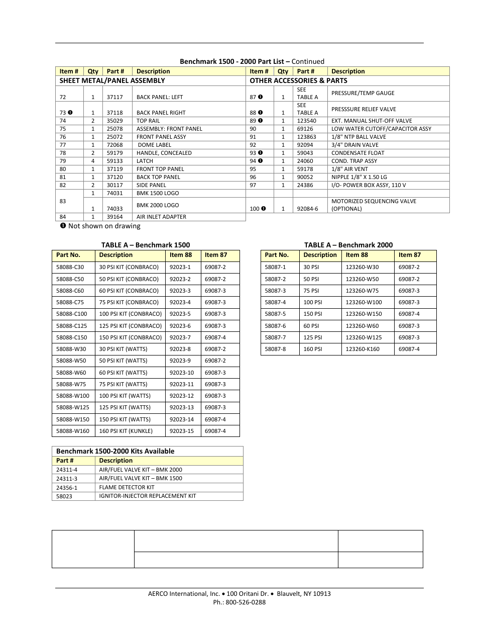 Appendix h – part drawings | AERCO BMK 1500-2000 User Manual | Page 156 / 188