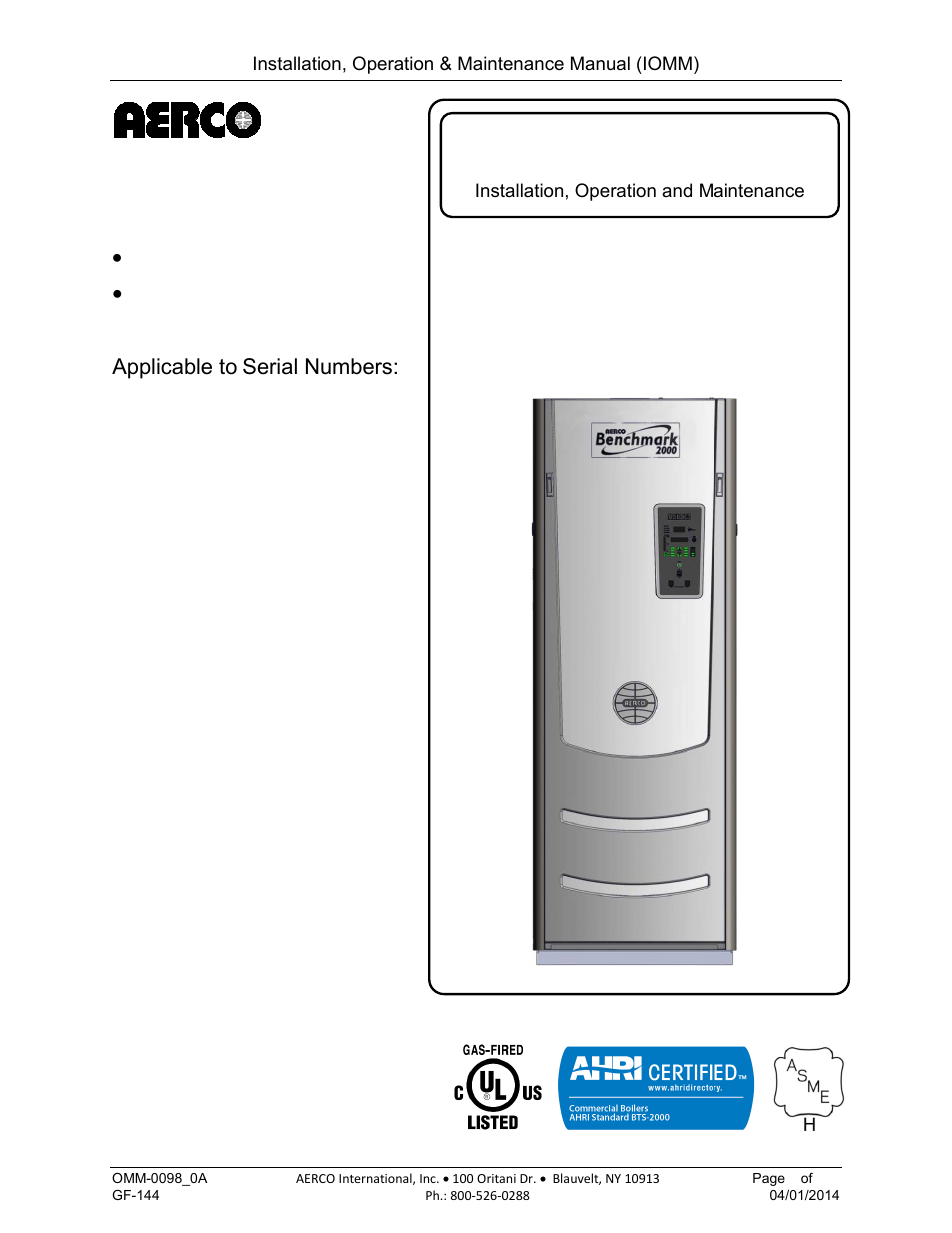 AERCO BMK 2000DF User Manual | 196 pages