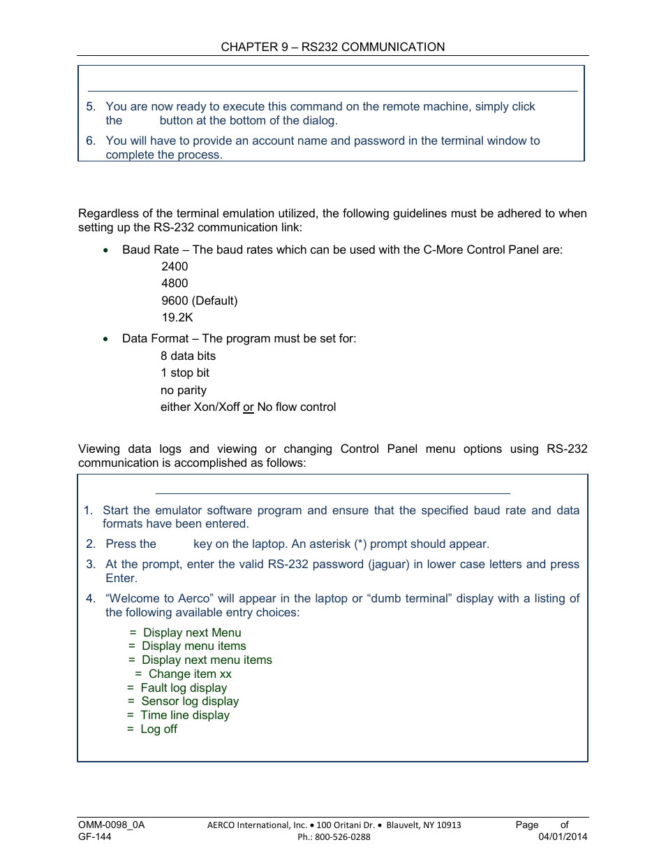 2 rs-232 communication setup, 3 menu processing utilizing rs-232 communication | AERCO BMK 2000DF User Manual | Page 119 / 196