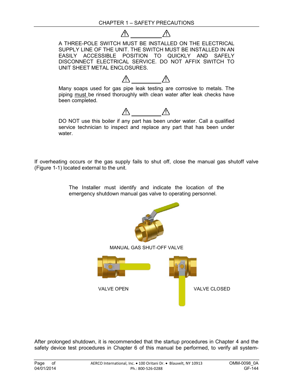2 emergency shutdown, 3 prolonged shutdown | AERCO BMK 2000DF User Manual | Page 12 / 196