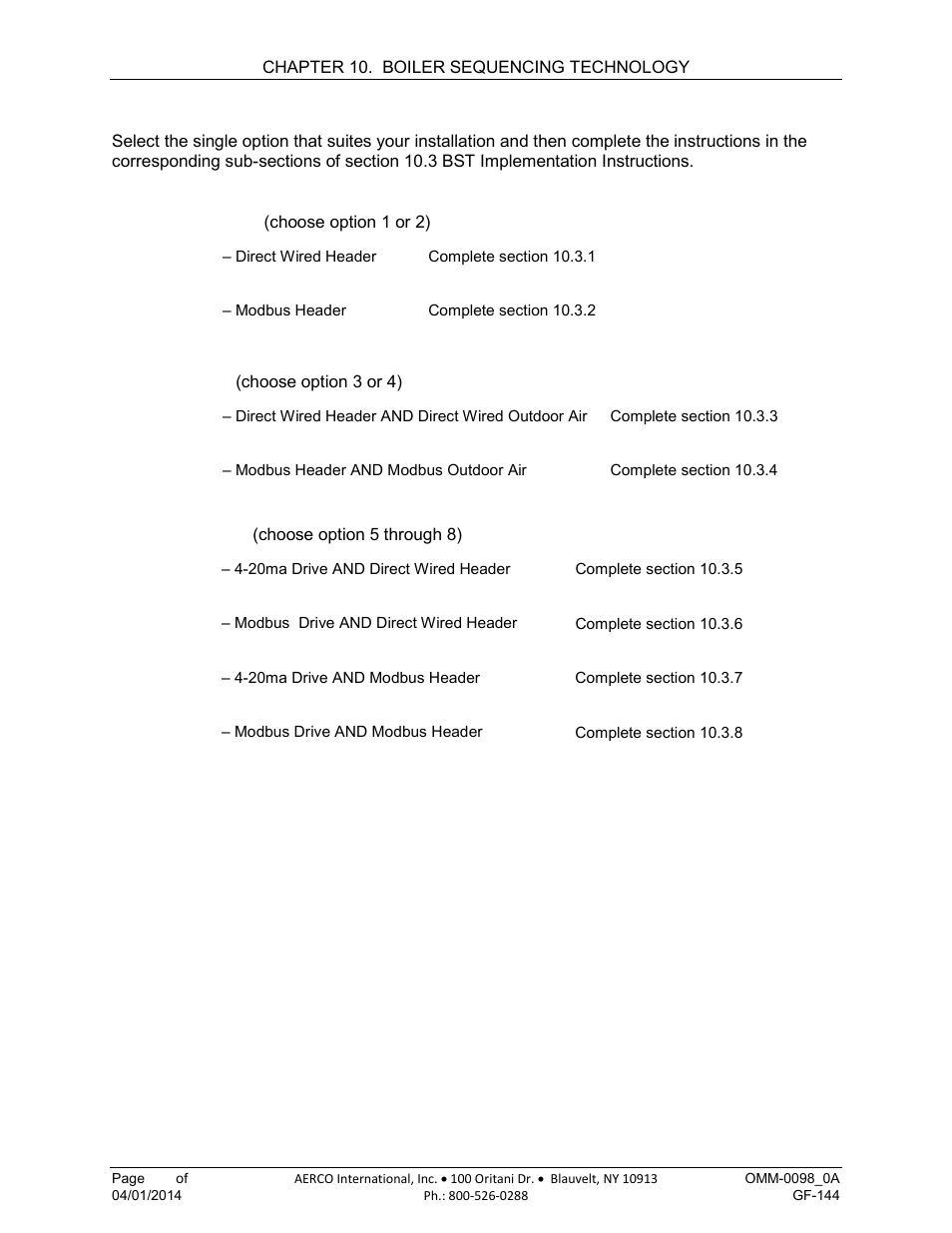 2 aerco bst quick start chart | AERCO BMK 2000DF User Manual | Page 124 / 196