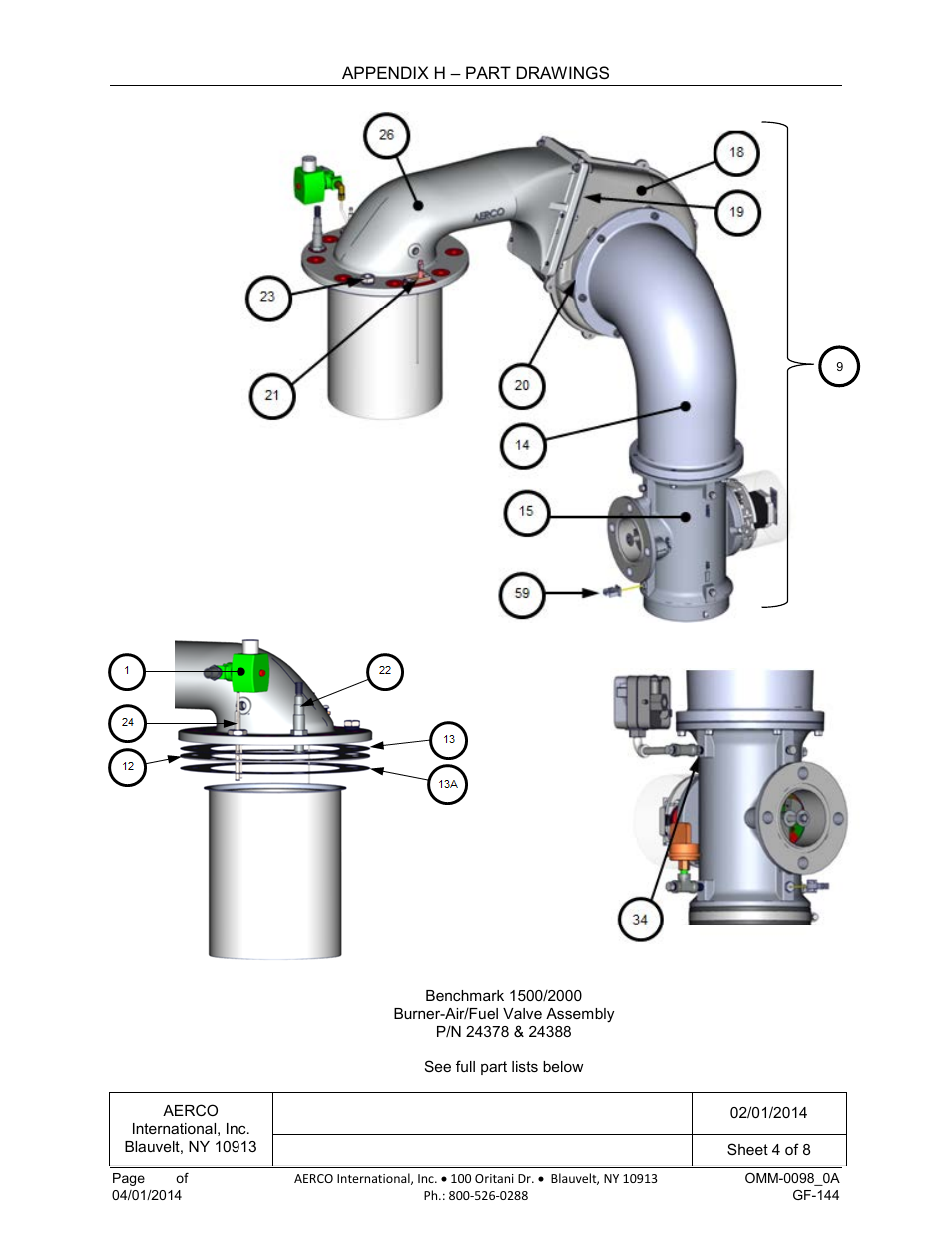 Benchmark 1500df, 2000df part list | AERCO BMK 2000DF User Manual | Page 166 / 196
