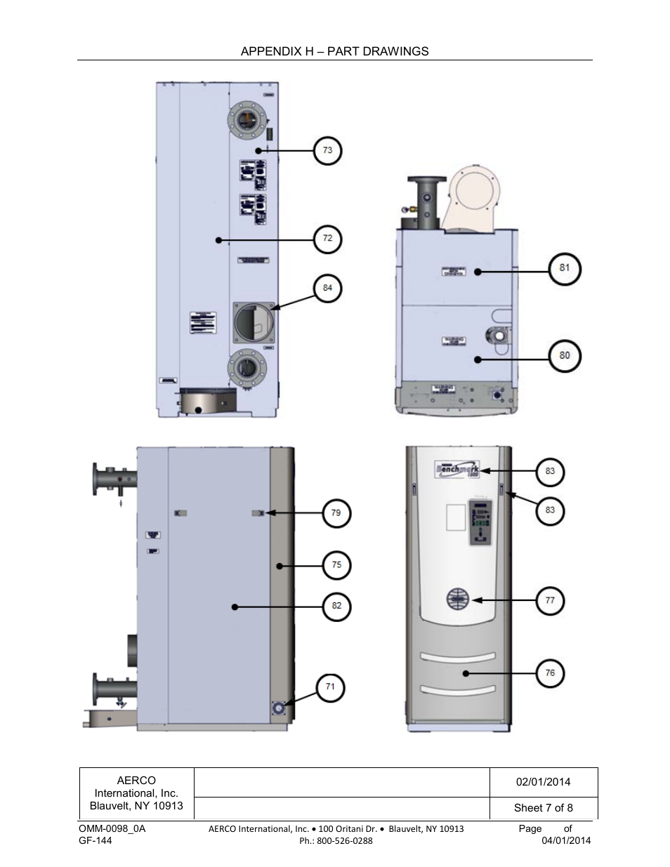 Benchmark 1500df, 2000df part list | AERCO BMK 2000DF User Manual | Page 169 / 196