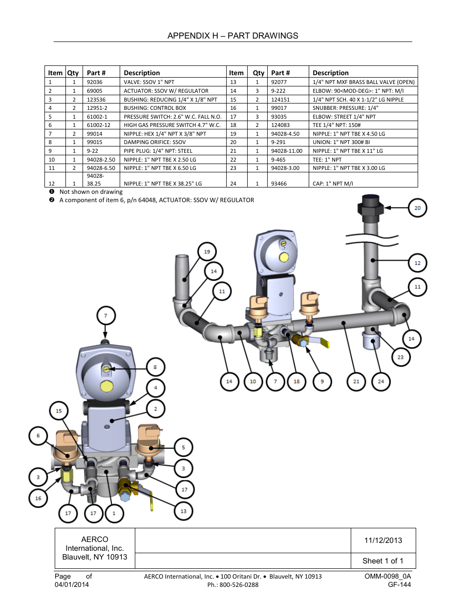 Appendix h – part drawings | AERCO BMK 2000DF User Manual | Page 172 / 196