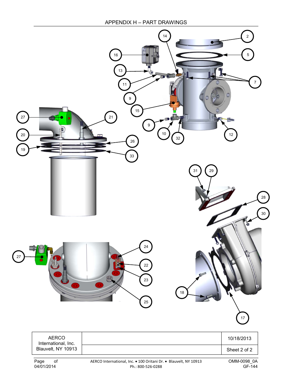 Appendix h – part drawings | AERCO BMK 2000DF User Manual | Page 174 / 196