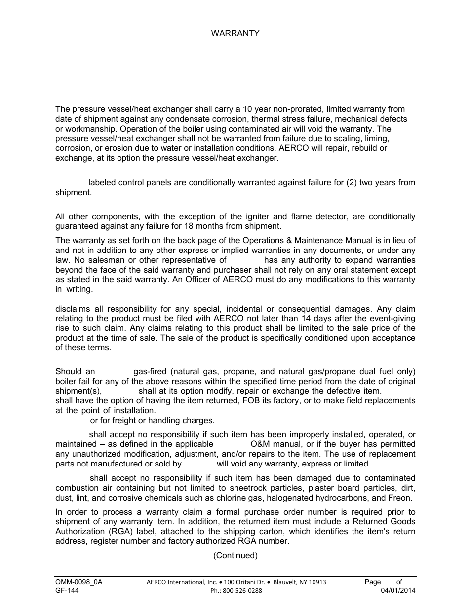 AERCO BMK 2000DF User Manual | Page 193 / 196