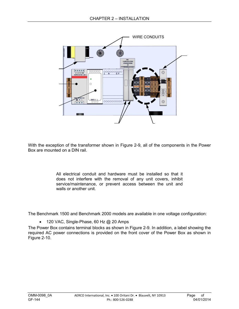 1 electrical power requirements | AERCO BMK 2000DF User Manual | Page 25 / 196