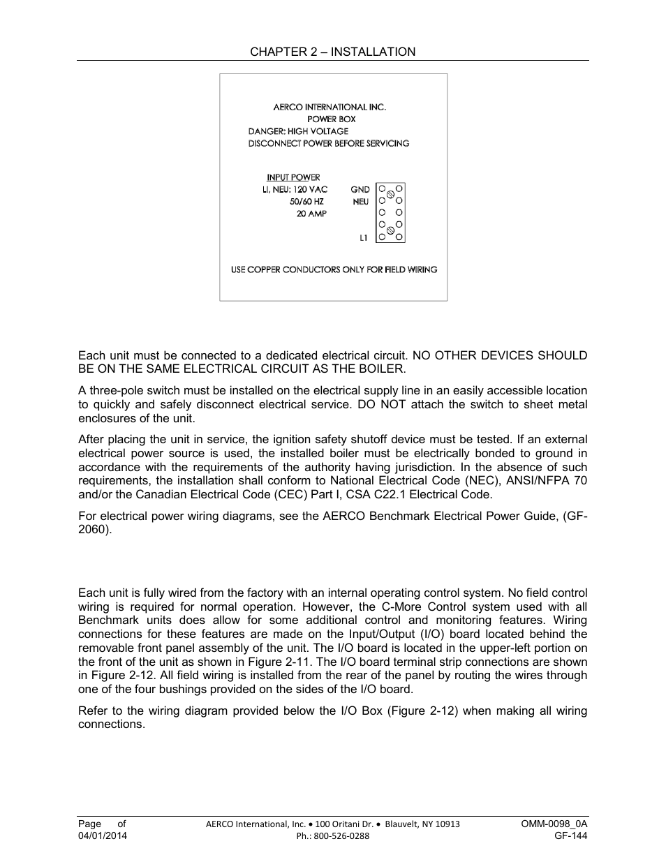 10 field control wiring | AERCO BMK 2000DF User Manual | Page 26 / 196