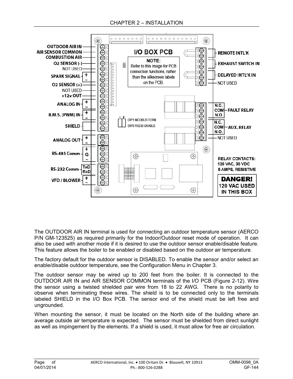 1 outdoor air in (out) & air sensor common (com) | AERCO BMK 2000DF User Manual | Page 28 / 196