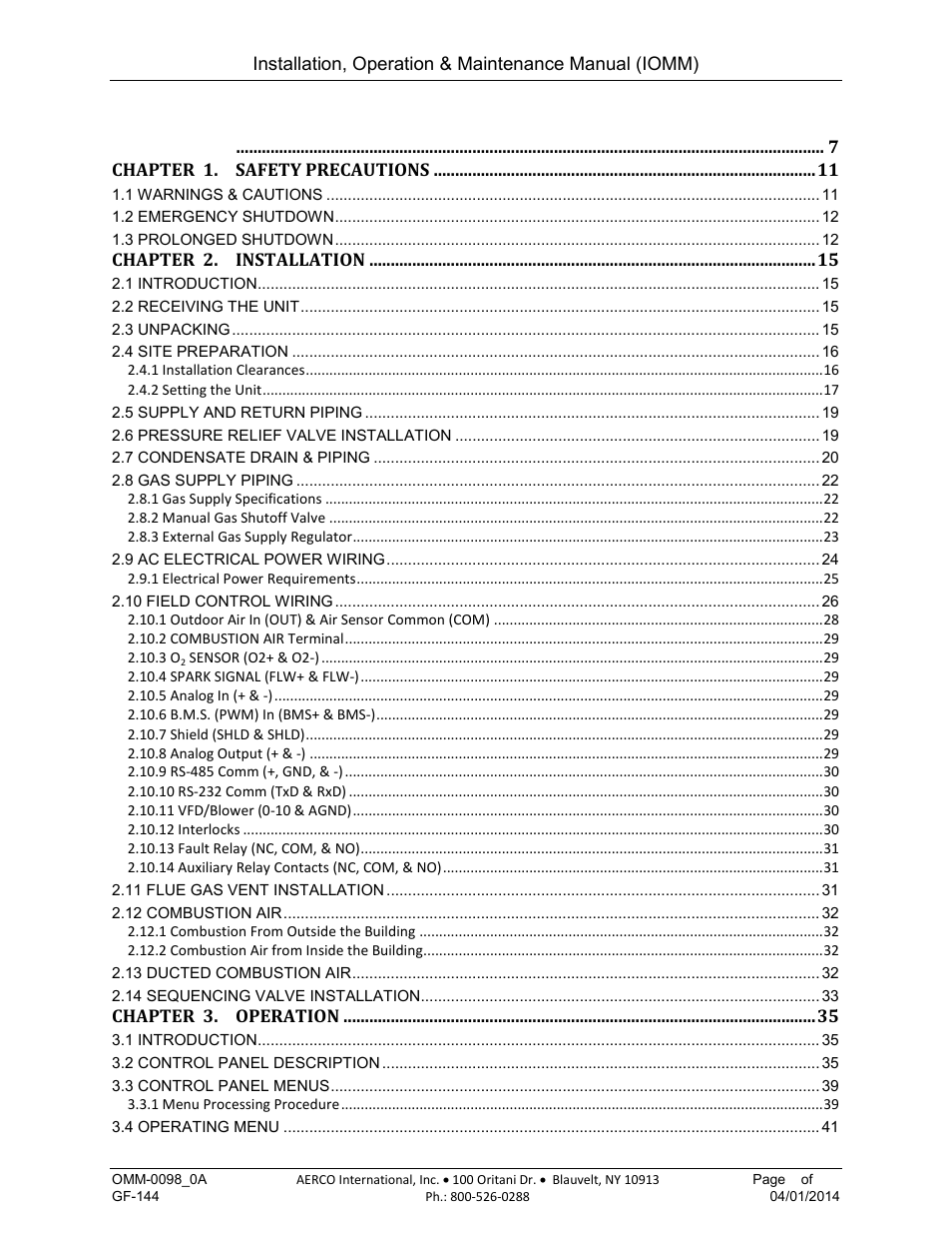AERCO BMK 2000DF User Manual | Page 3 / 196