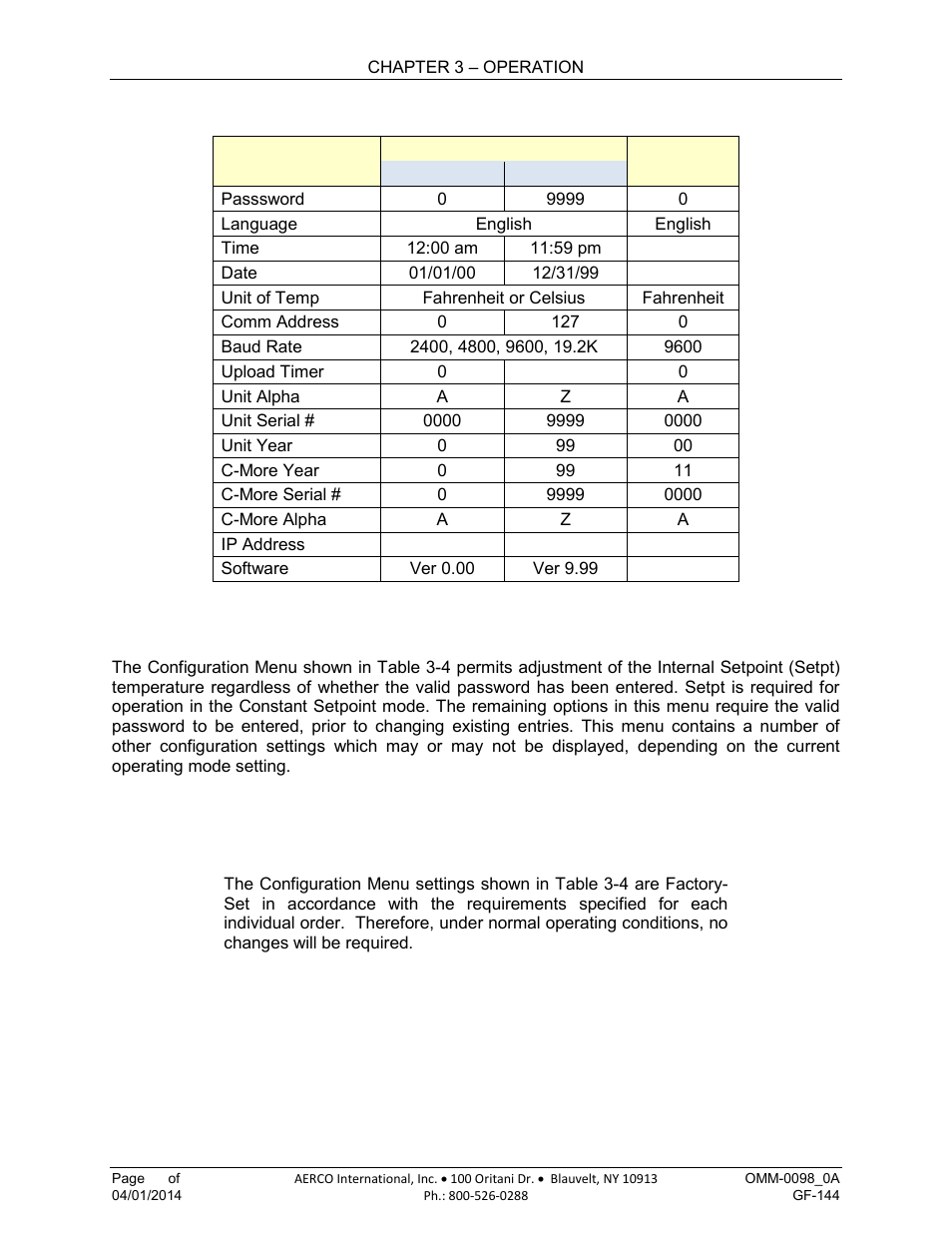 6 configuration menu | AERCO BMK 2000DF User Manual | Page 42 / 196