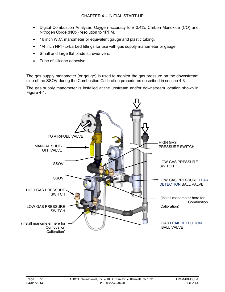 2 installing gas supply manometer | AERCO BMK 2000DF User Manual | Page 54 / 196