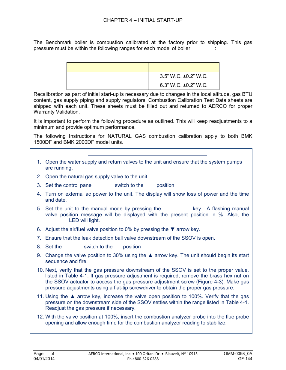 3 natural gas combustion calibration | AERCO BMK 2000DF User Manual | Page 56 / 196